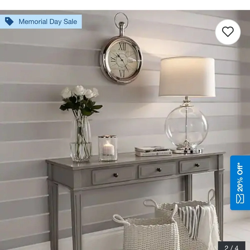 OSBORNE & LITTLE flocked stripe designer wallpaper one double roll SNOW silver